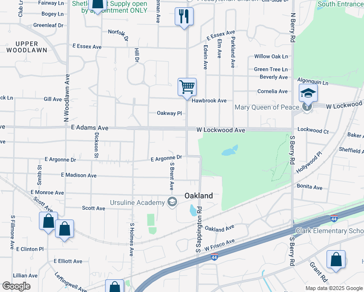 map of restaurants, bars, coffee shops, grocery stores, and more near 109 North Sappington Road in St. Louis