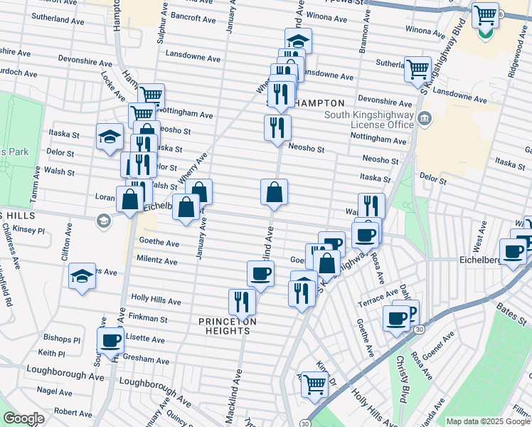 map of restaurants, bars, coffee shops, grocery stores, and more near 5188 Eichelberger Street in St. Louis