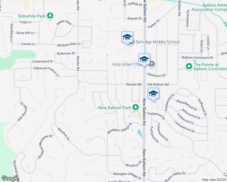 map of restaurants, bars, coffee shops, grocery stores, and more near 256 Aspen Village Drive in Ballwin