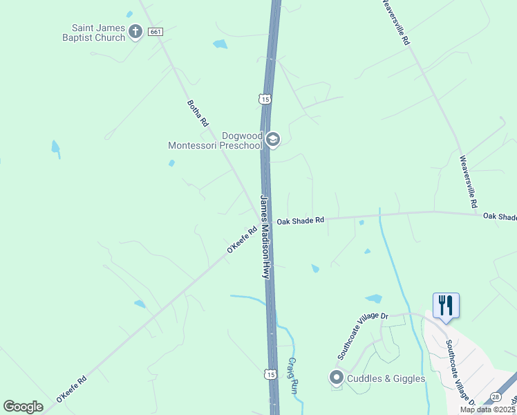 map of restaurants, bars, coffee shops, grocery stores, and more near 7168 Botha Road in Bealeton