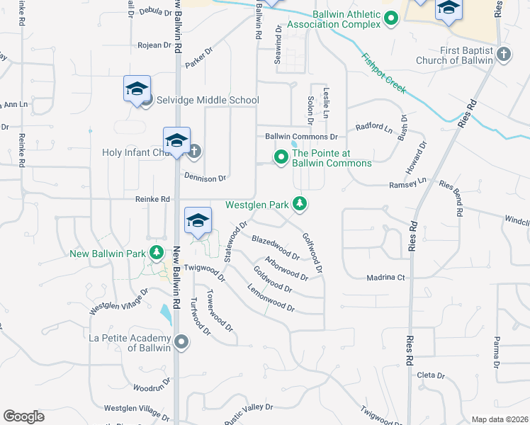 map of restaurants, bars, coffee shops, grocery stores, and more near 217 Bitterwood Drive in Ballwin
