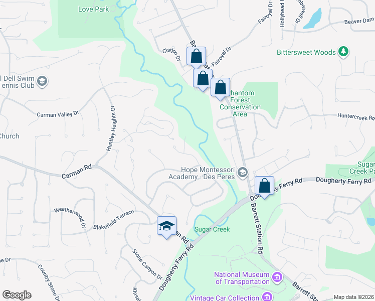 map of restaurants, bars, coffee shops, grocery stores, and more near 619 Dougherty Terrace Drive in Ballwin