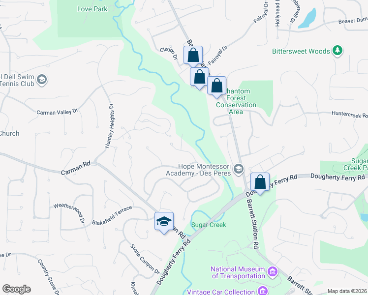 map of restaurants, bars, coffee shops, grocery stores, and more near 619 Dougherty Terrace Drive in Ballwin