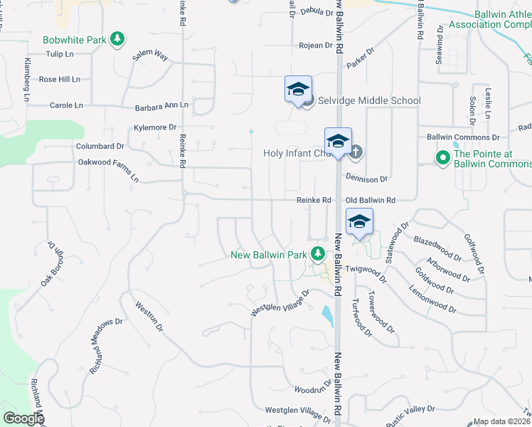 map of restaurants, bars, coffee shops, grocery stores, and more near 256 Aspen Village Drive in Ballwin