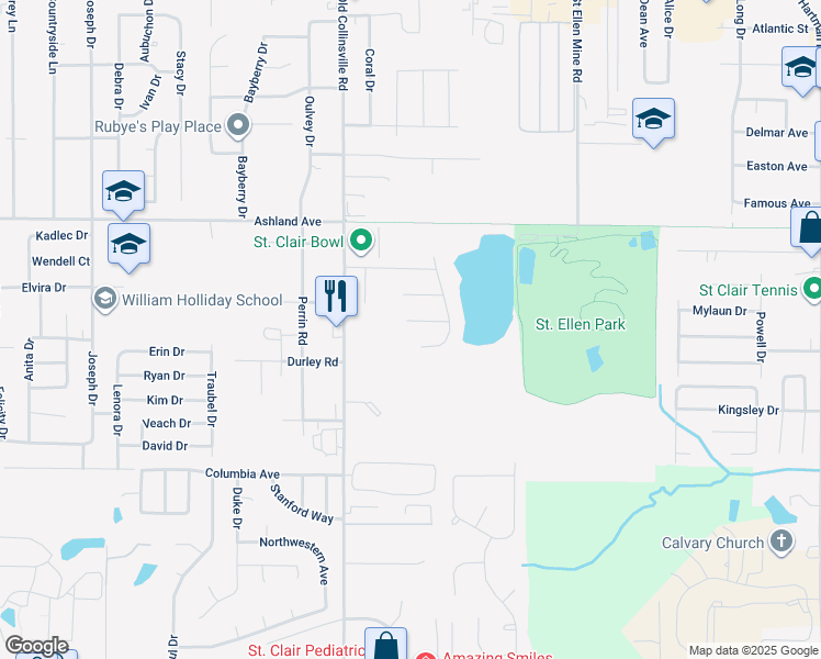 map of restaurants, bars, coffee shops, grocery stores, and more near 5602 Arrow Ridge Road in Fairview Heights