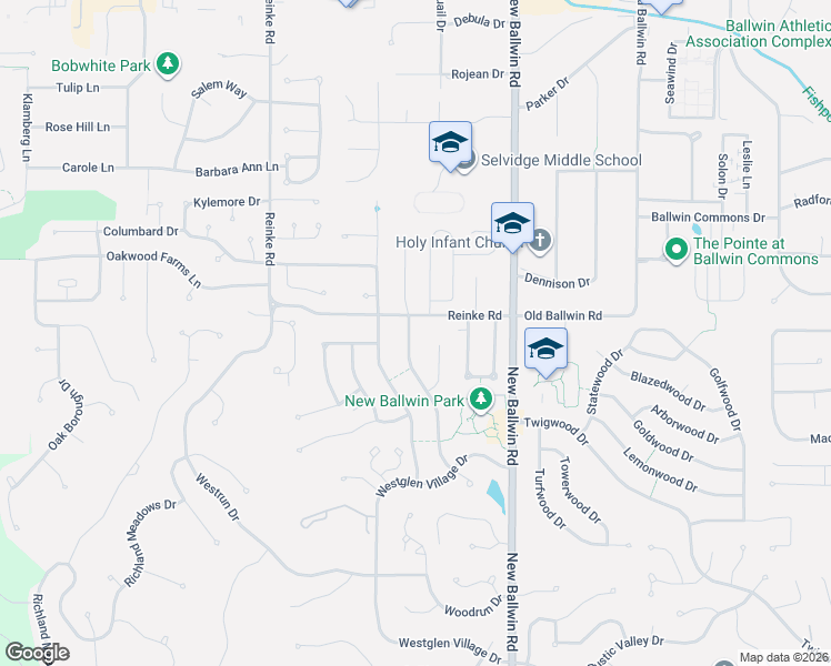 map of restaurants, bars, coffee shops, grocery stores, and more near 255 Cedar Village Court in Ballwin