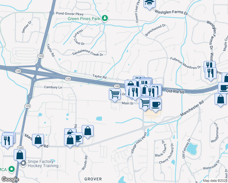 map of restaurants, bars, coffee shops, grocery stores, and more near 251 Plaza Drive in Wildwood