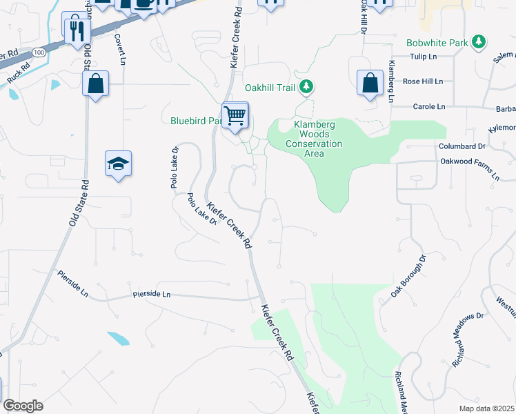 map of restaurants, bars, coffee shops, grocery stores, and more near 1001 Ridgeway Meadow Drive in Ellisville