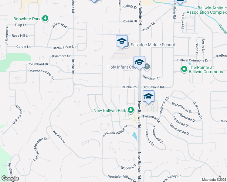 map of restaurants, bars, coffee shops, grocery stores, and more near 255 Cedar Village Court in Ballwin
