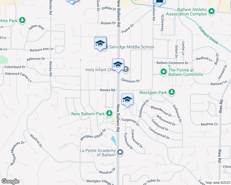 map of restaurants, bars, coffee shops, grocery stores, and more near 703 Reinke Road in Ballwin
