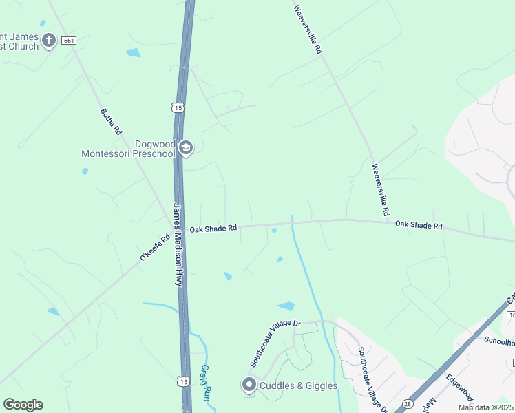 map of restaurants, bars, coffee shops, grocery stores, and more near 7324 Oak Shade Road in Bealeton