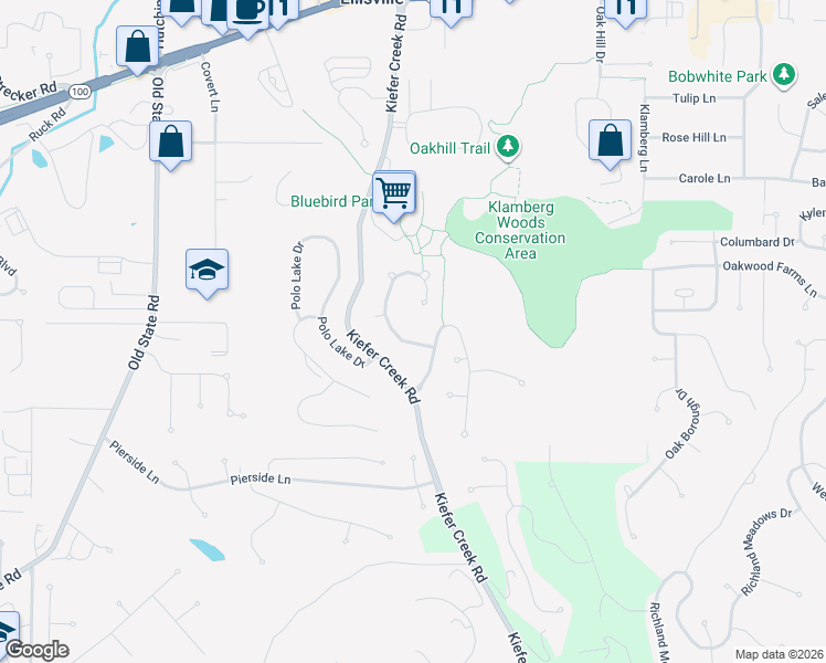 map of restaurants, bars, coffee shops, grocery stores, and more near 1017 Ridgeway Meadow Drive in Ellisville