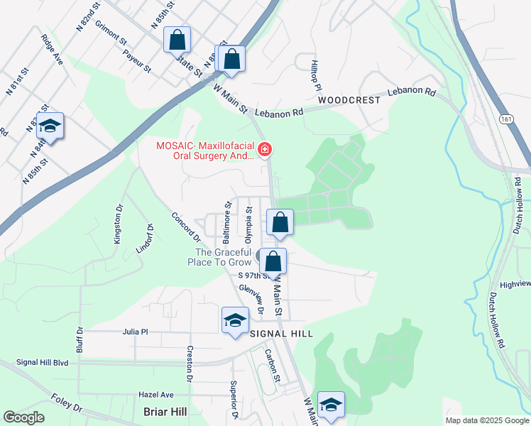 map of restaurants, bars, coffee shops, grocery stores, and more near 9916 West Main Street in Belleville