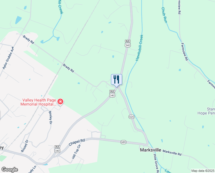 map of restaurants, bars, coffee shops, grocery stores, and more near 960 Brady Road in Stanley