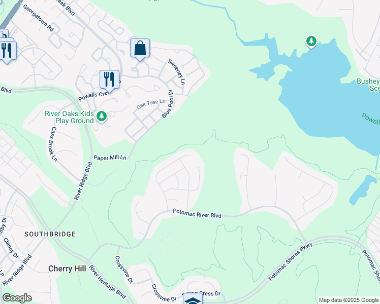 map of restaurants, bars, coffee shops, grocery stores, and more near 16908 Takeaway Lane in Dumfries