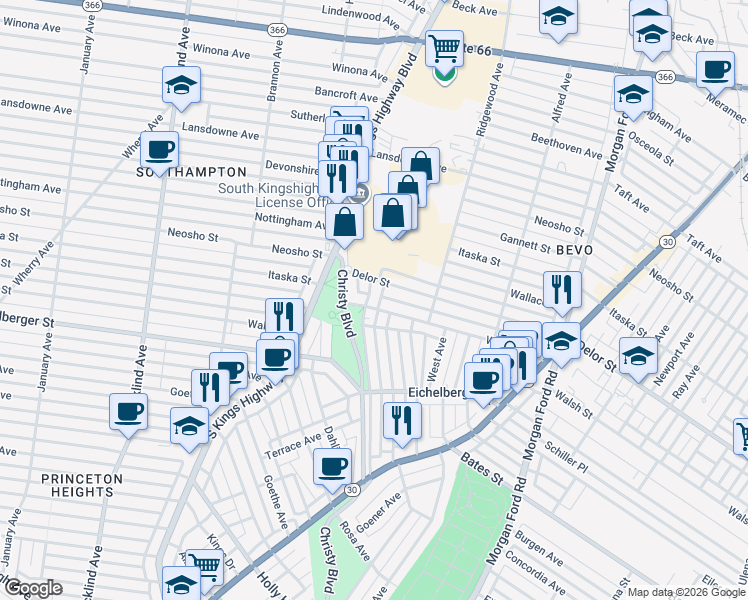 map of restaurants, bars, coffee shops, grocery stores, and more near 5011 Elenore Avenue in St. Louis