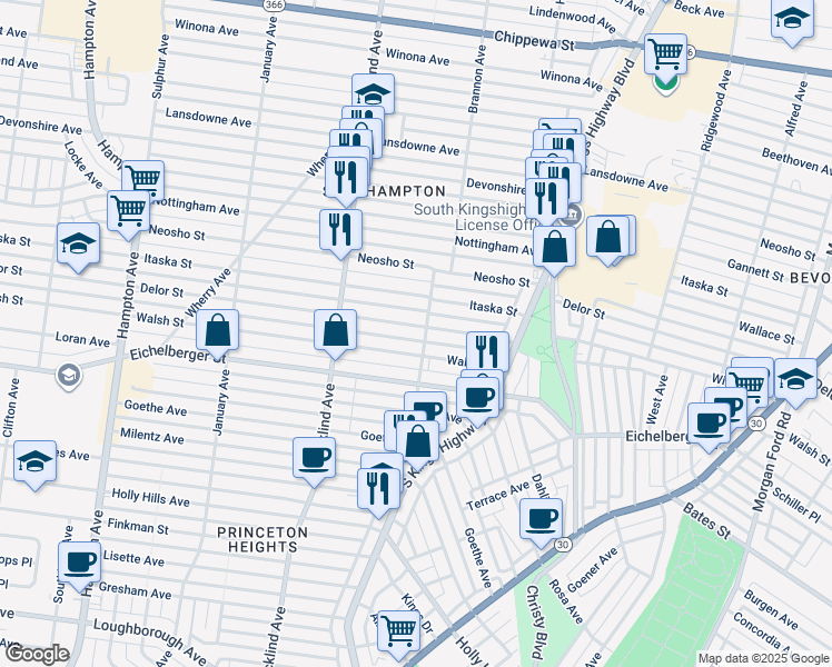 map of restaurants, bars, coffee shops, grocery stores, and more near 5226a Delor Street in St. Louis
