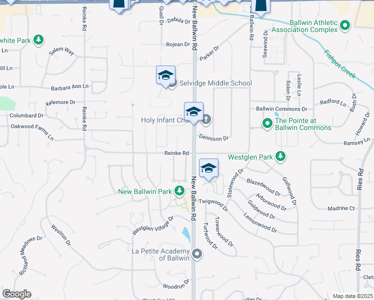 map of restaurants, bars, coffee shops, grocery stores, and more near 703 Reinke Road in Ballwin