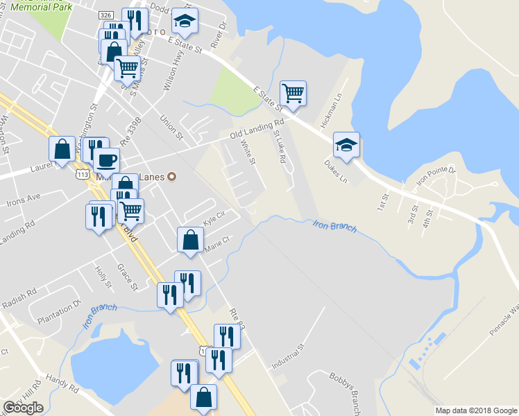 map of restaurants, bars, coffee shops, grocery stores, and more near 292 Meadows Court in Millsboro