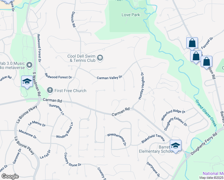 map of restaurants, bars, coffee shops, grocery stores, and more near 633 Crofton Circle Court in Ballwin