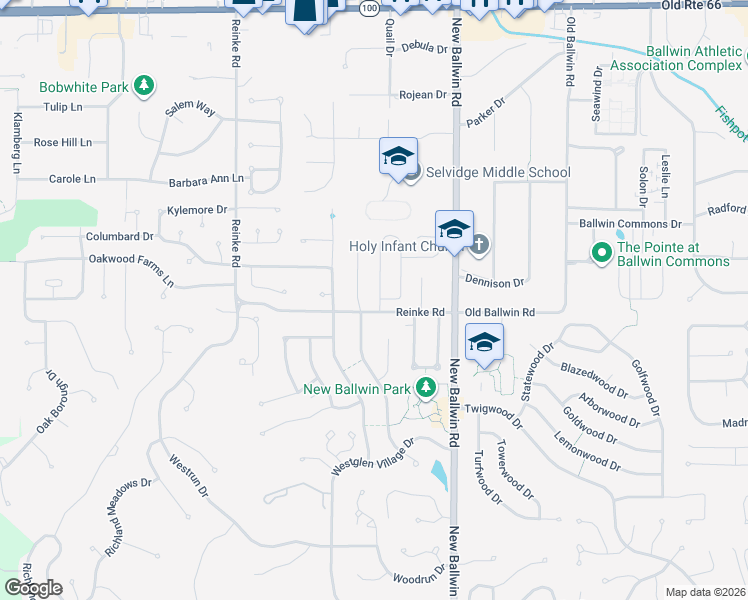 map of restaurants, bars, coffee shops, grocery stores, and more near 295 Windy Acres Estates Drive in Ballwin