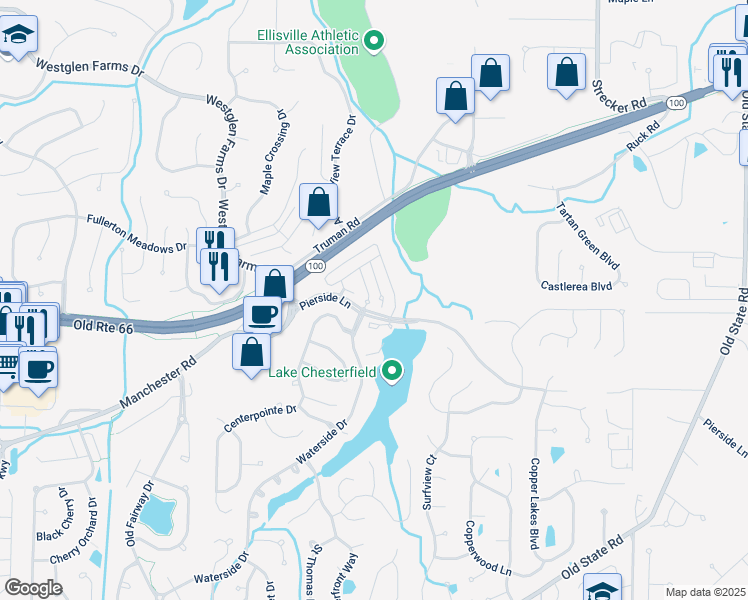 map of restaurants, bars, coffee shops, grocery stores, and more near 98 Waterside Drive in Wildwood