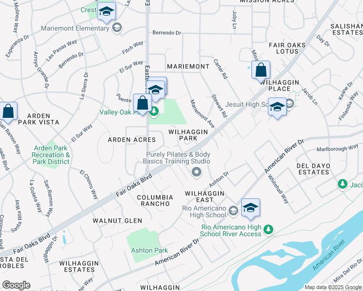 map of restaurants, bars, coffee shops, grocery stores, and more near 1080 Wilhaggin Park Lane in Sacramento