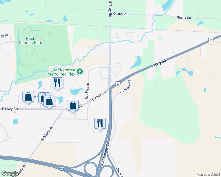 map of restaurants, bars, coffee shops, grocery stores, and more near 990 U.S. 50 in O'Fallon