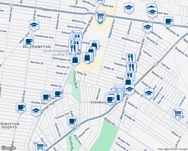 map of restaurants, bars, coffee shops, grocery stores, and more near 4619 Delor Street in St. Louis