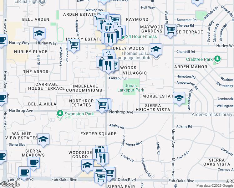 map of restaurants, bars, coffee shops, grocery stores, and more near 1000 Fulton Avenue in Sacramento