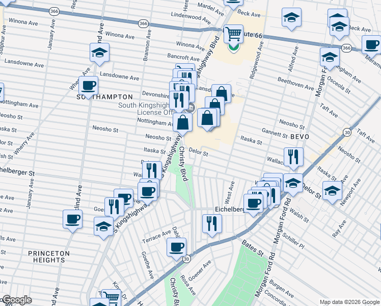 map of restaurants, bars, coffee shops, grocery stores, and more near 5011 Elenore Avenue in St. Louis