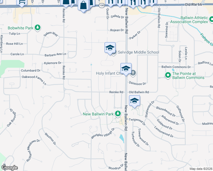 map of restaurants, bars, coffee shops, grocery stores, and more near 295 Windy Acres Estates Drive in Ballwin