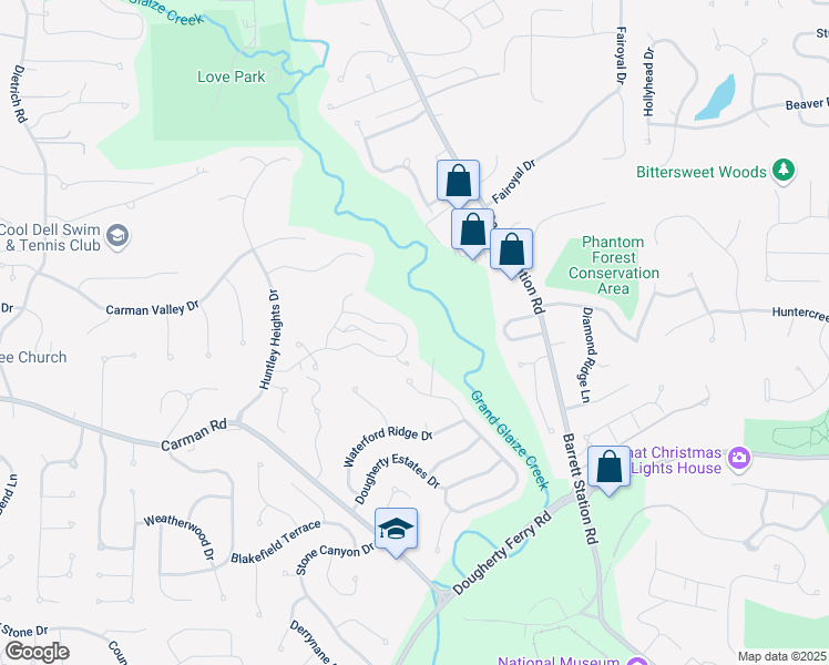 map of restaurants, bars, coffee shops, grocery stores, and more near 35 Ridgeview Circle Drive in Ballwin