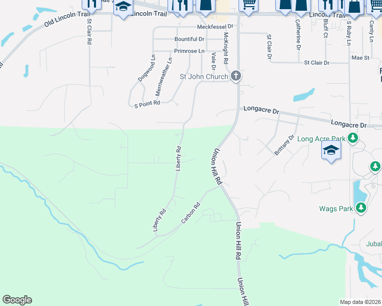 map of restaurants, bars, coffee shops, grocery stores, and more near 311 Liberty Road in Fairview Heights