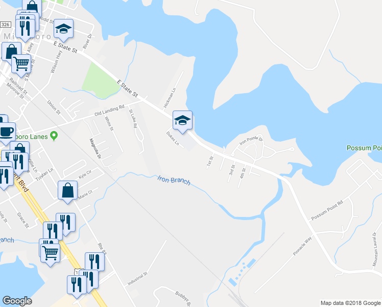 map of restaurants, bars, coffee shops, grocery stores, and more near 29346 Iron Branch Road in Millsboro