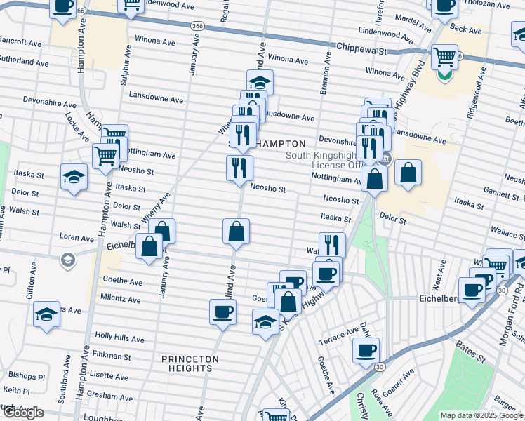 map of restaurants, bars, coffee shops, grocery stores, and more near 5325 Itaska Street in St. Louis