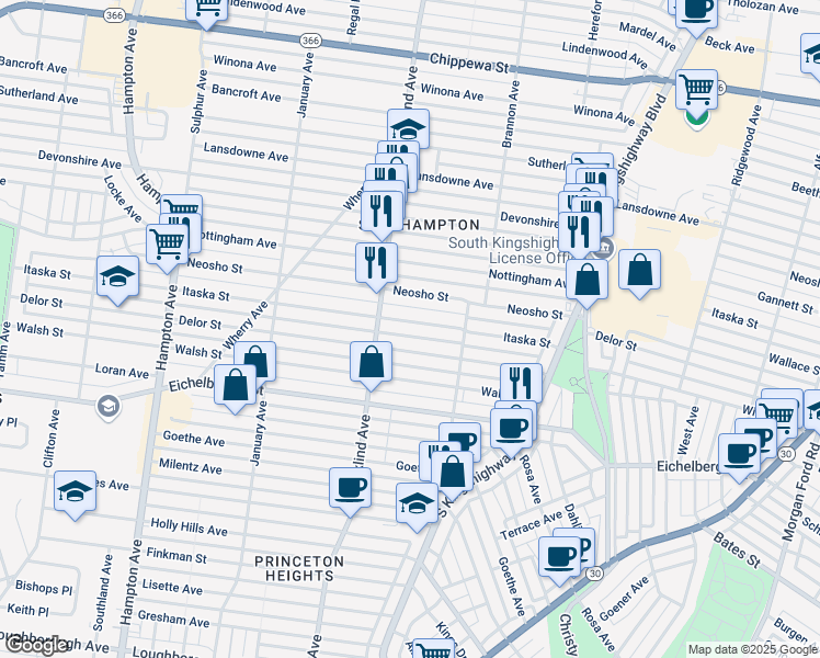 map of restaurants, bars, coffee shops, grocery stores, and more near 5325 Itaska Street in St. Louis