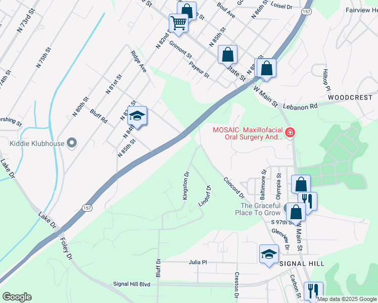 map of restaurants, bars, coffee shops, grocery stores, and more near 16 Kingston Drive in Belleville