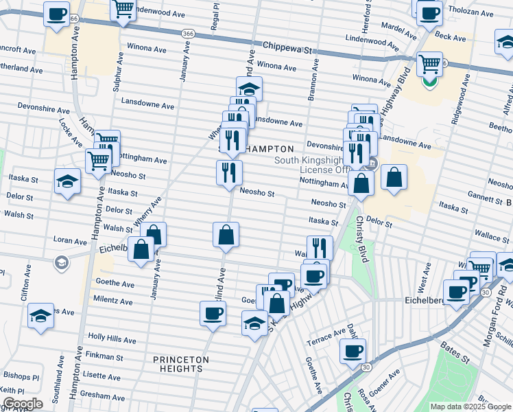 map of restaurants, bars, coffee shops, grocery stores, and more near 5325 Itaska Street in St. Louis