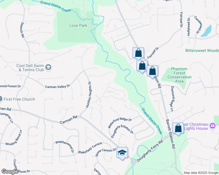 map of restaurants, bars, coffee shops, grocery stores, and more near 626 Highview Circle Drive in Ballwin