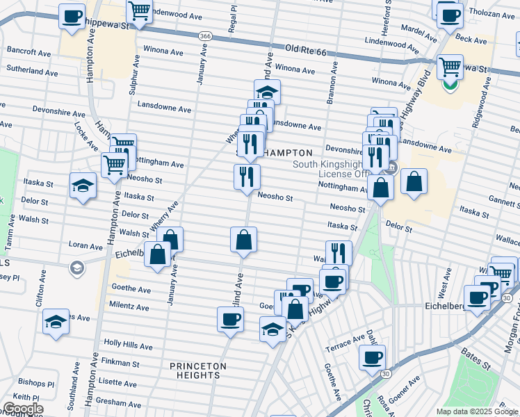 map of restaurants, bars, coffee shops, grocery stores, and more near 5325 Itaska Street in St. Louis
