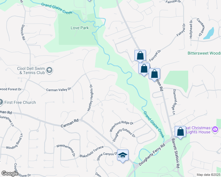 map of restaurants, bars, coffee shops, grocery stores, and more near 626 Highview Circle Drive in Ballwin