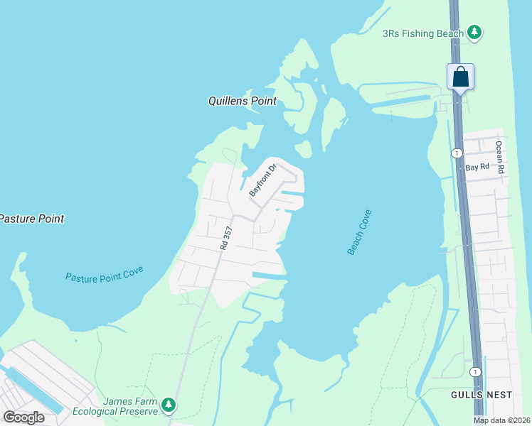 map of restaurants, bars, coffee shops, grocery stores, and more near 38856 Bayfront Drive in Ocean View