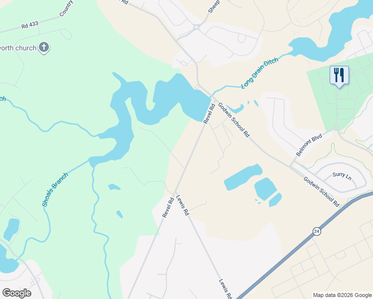 map of restaurants, bars, coffee shops, grocery stores, and more near 29320 Revel Road in Millsboro
