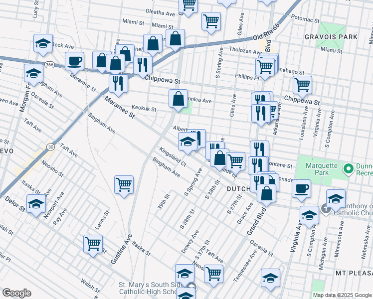 map of restaurants, bars, coffee shops, grocery stores, and more near 4042 Hydraulic Avenue in St. Louis