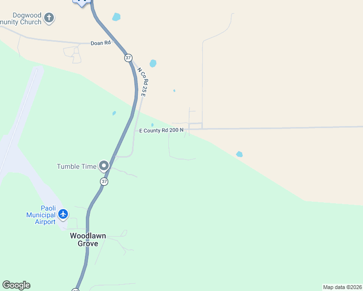 map of restaurants, bars, coffee shops, grocery stores, and more near 391 East Co Road 200 North in Paoli