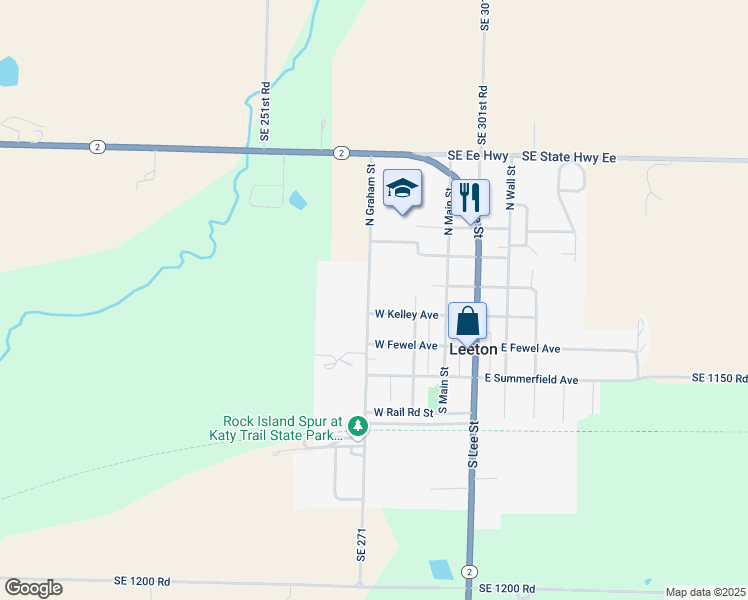 map of restaurants, bars, coffee shops, grocery stores, and more near 203 North Graham Street in Leeton