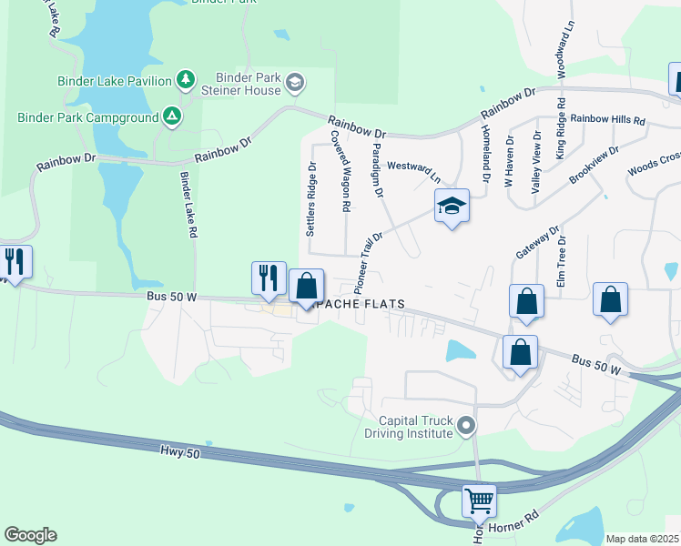 map of restaurants, bars, coffee shops, grocery stores, and more near 5402 U.S. 50 Business in Jefferson City