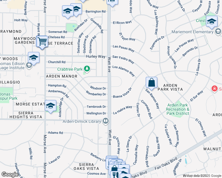 map of restaurants, bars, coffee shops, grocery stores, and more near in Sacramento