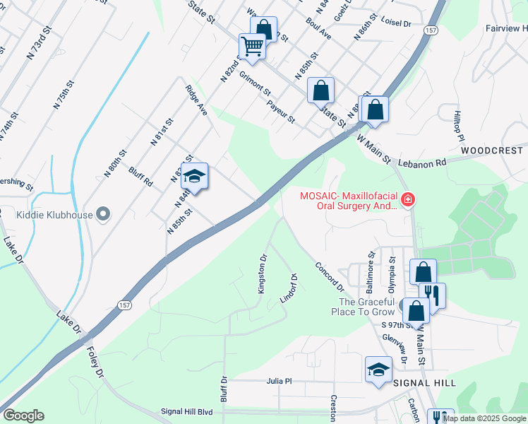 map of restaurants, bars, coffee shops, grocery stores, and more near 16 Kingston Drive in Belleville